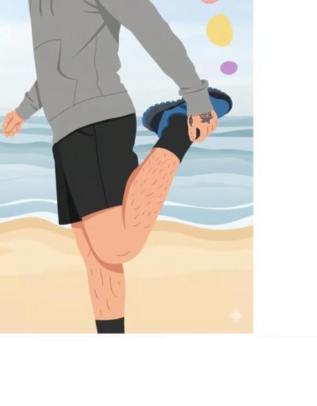 Illustrazione: una persona che fa stretching in riva al mare